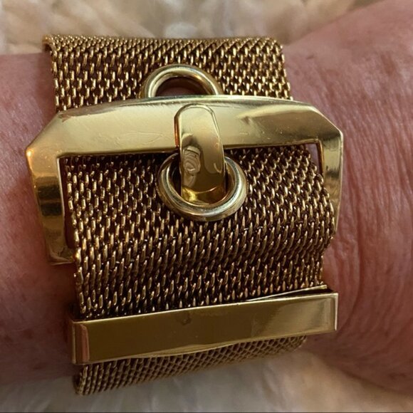 VINTAGE ERICKSON BEAMON BRACELET WIDE GOLD TONE MESH BELT BUCKLE LOOK 7” - 7.5” - Picture 3 of 16